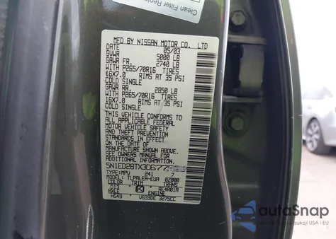 2003 Nissan Xterra Xe z USA, uszkodzony, nr VIN 5N1ED28TX3C677530